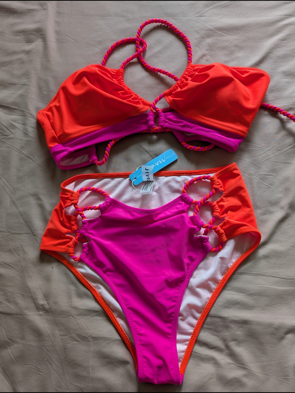 Colorblock Crossover Bikini Size M - Picture 4 of 6